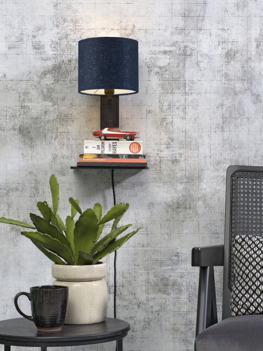 Andes Bamboo Linen Wall Lamp w/ Shelf - Image 17