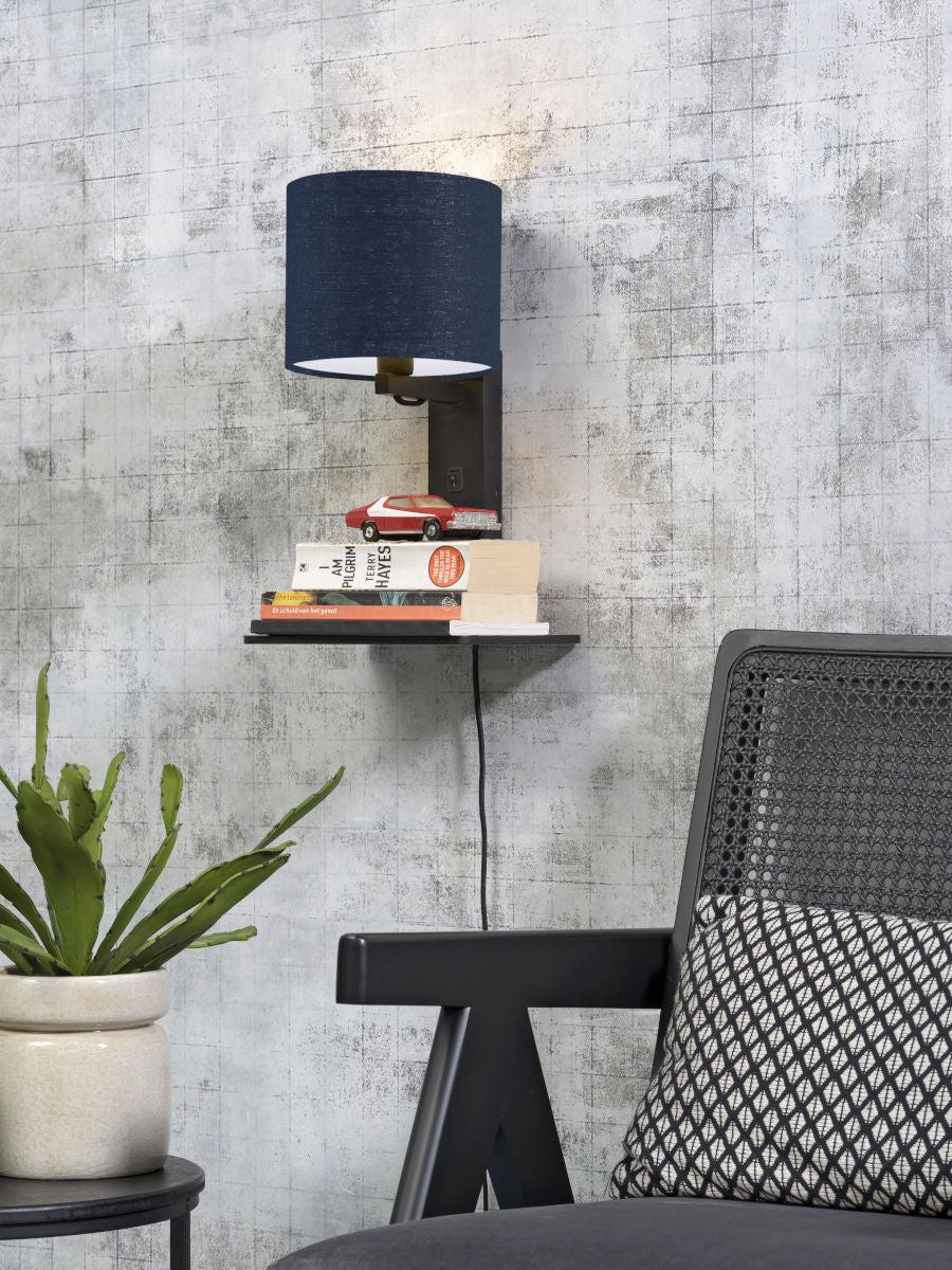 Andes Bamboo Linen Wall Lamp w/ Shelf - Image 18
