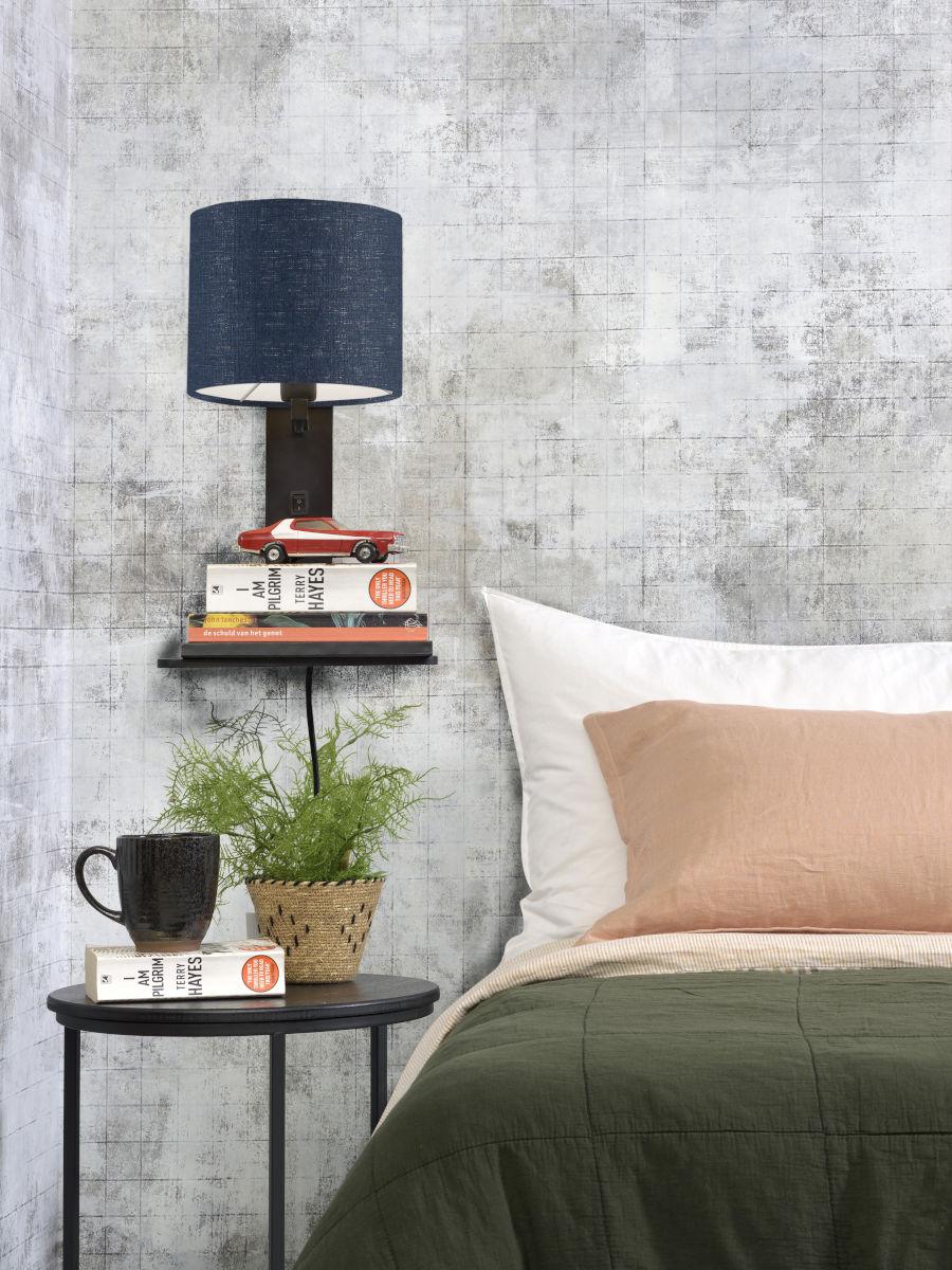Andes Bamboo Linen Wall Lamp w/ Shelf - Image 19