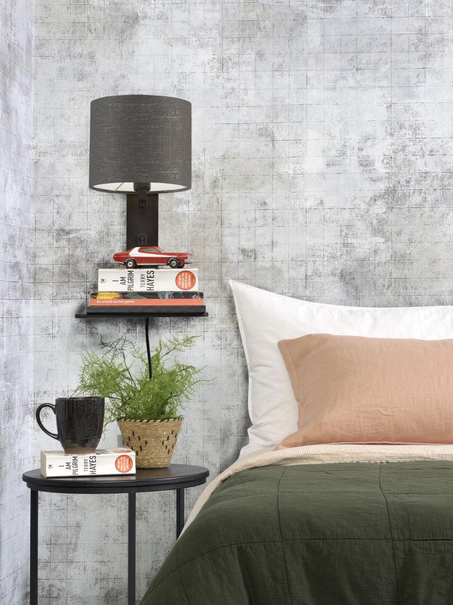 Andes Bamboo Linen Wall Lamp w/ Shelf - Image 23