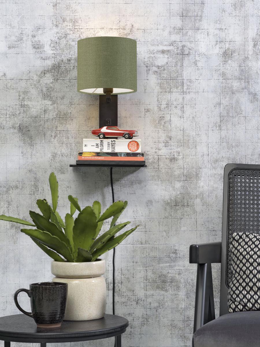 Andes Bamboo Linen Wall Lamp w/ Shelf - Image 25