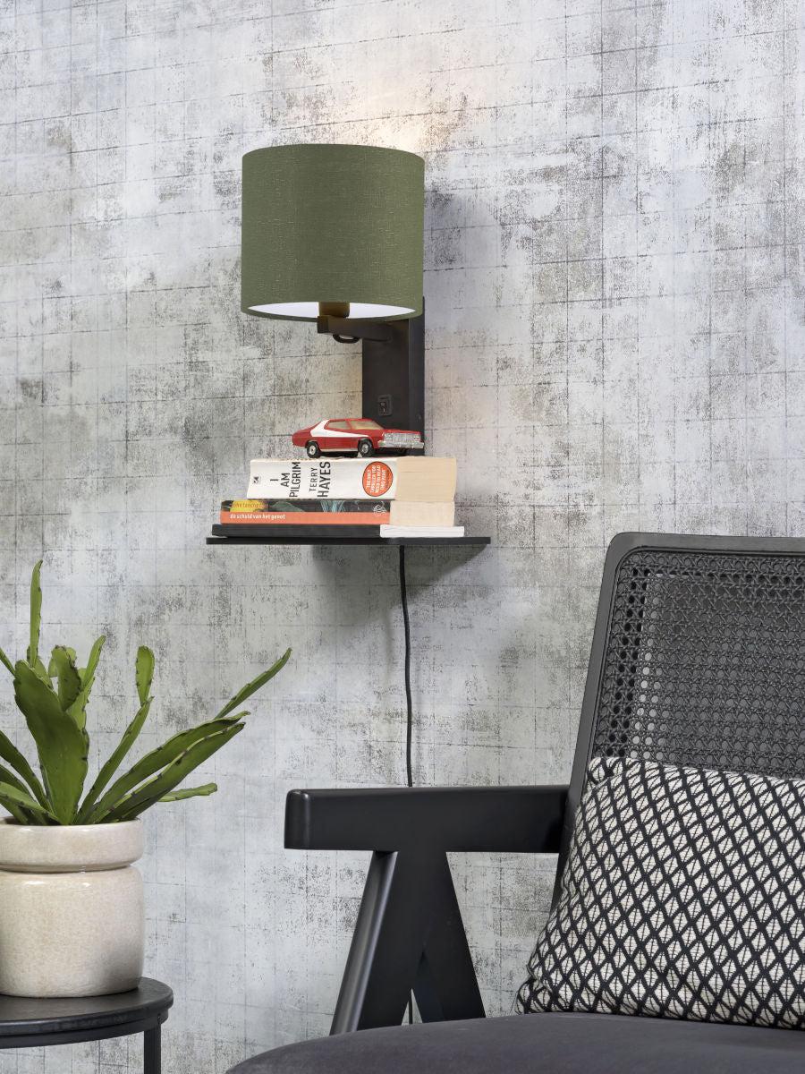 Andes Bamboo Linen Wall Lamp w/ Shelf - Image 26