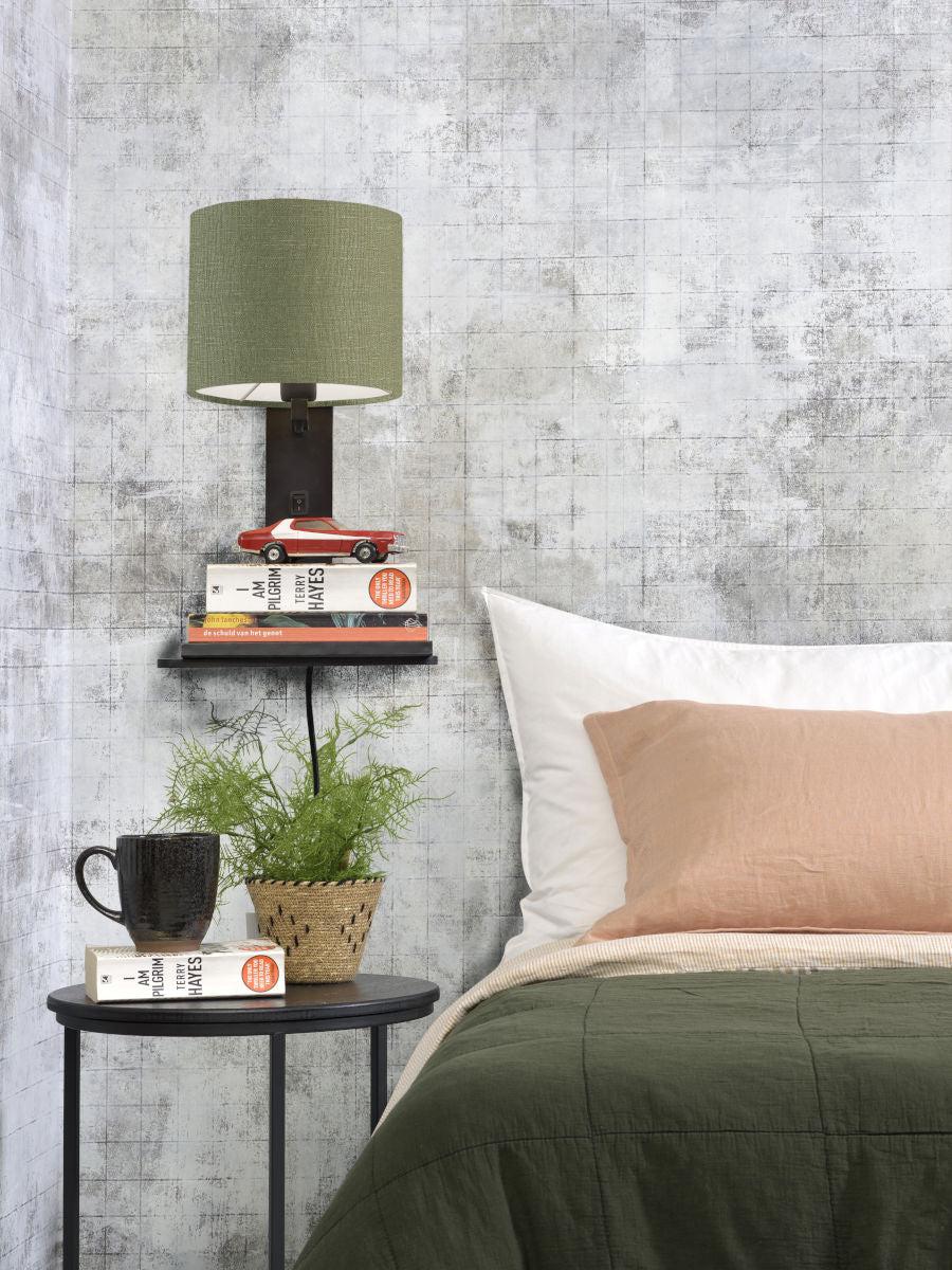 Andes Bamboo Linen Wall Lamp w/ Shelf - Image 27