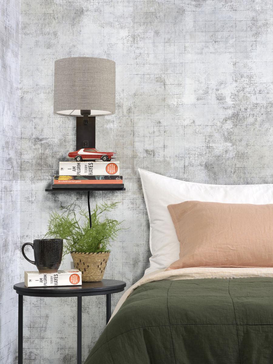 Andes Bamboo Linen Wall Lamp w/ Shelf - Image 34