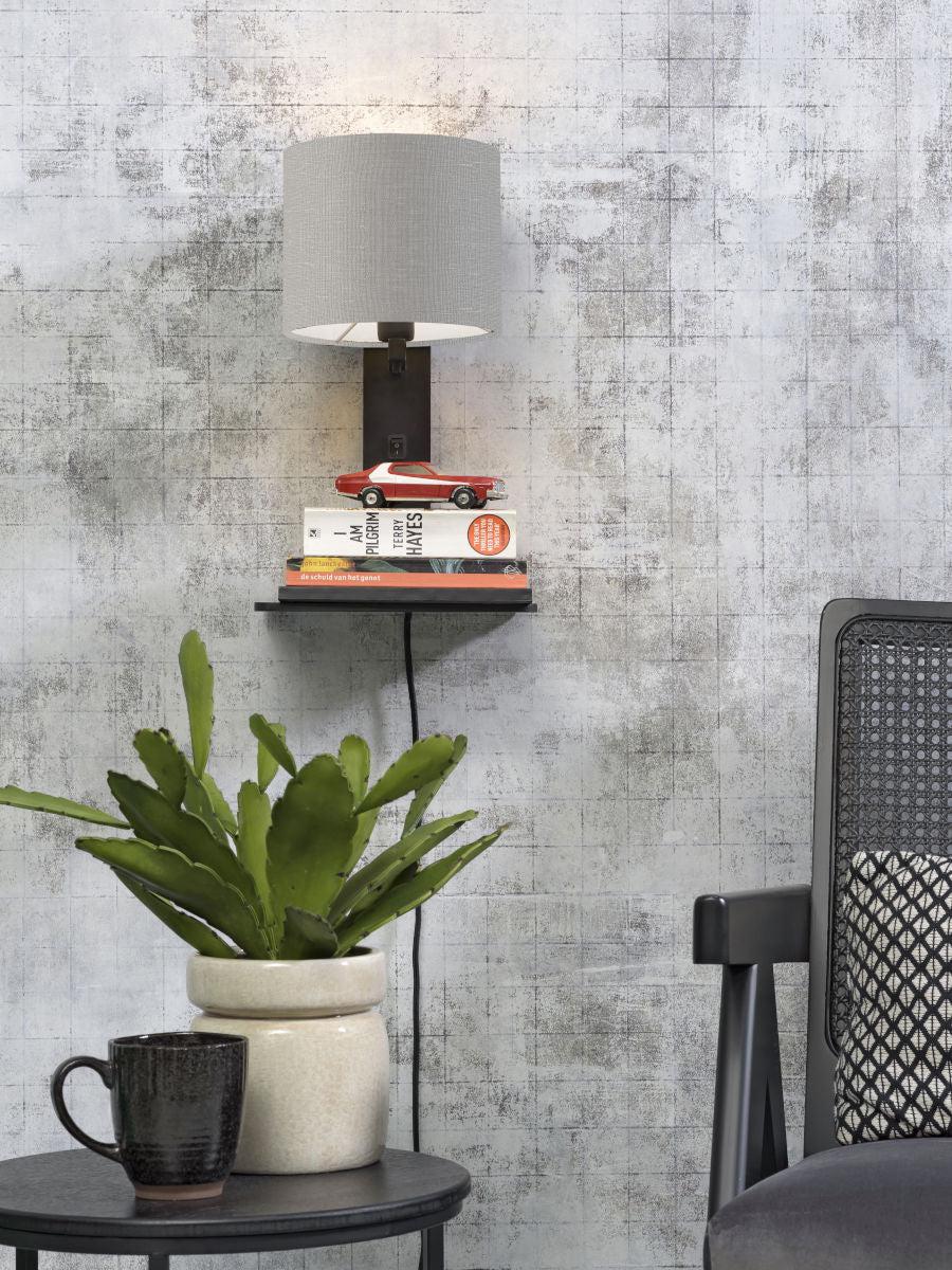 Andes Bamboo Linen Wall Lamp w/ Shelf - Image 36