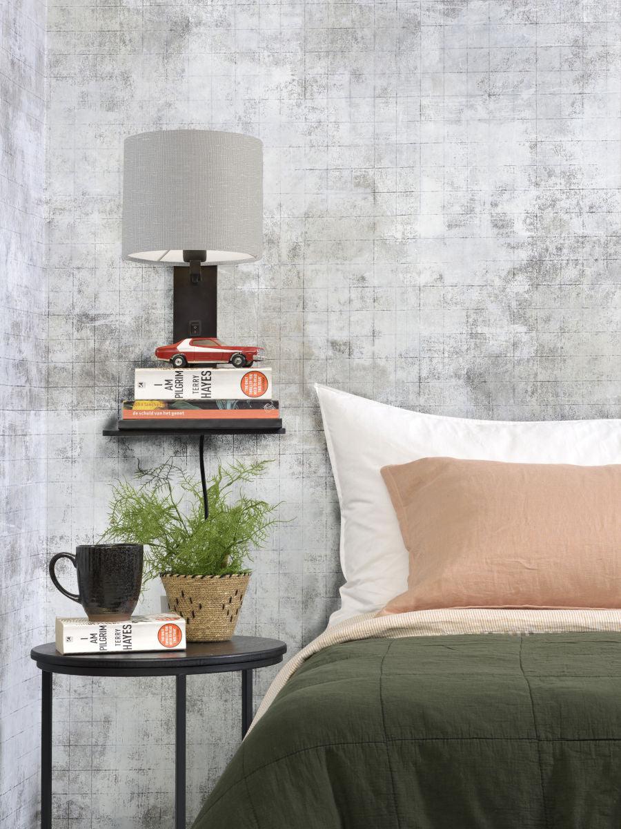 Andes Bamboo Linen Wall Lamp w/ Shelf - Image 38