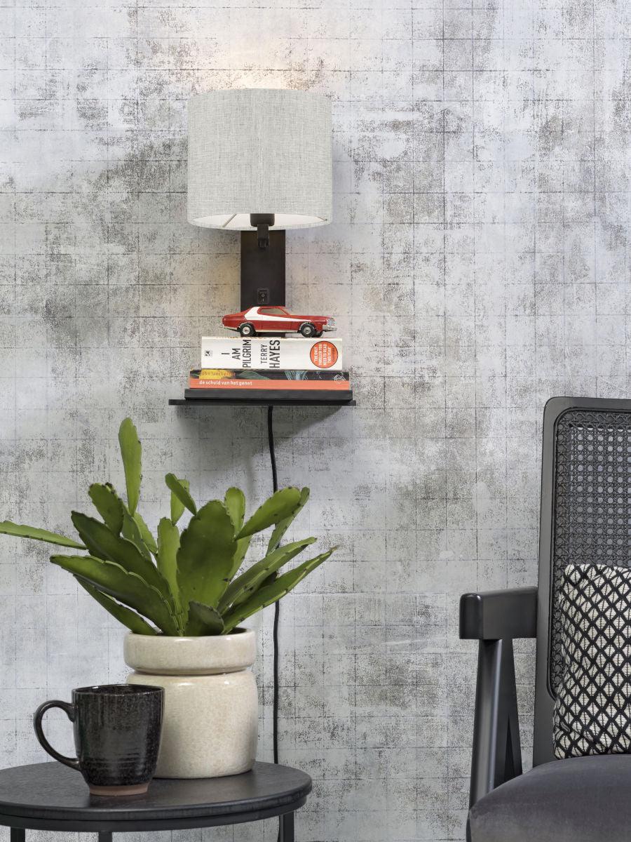 Andes Bamboo Linen Wall Lamp w/ Shelf - Image 40