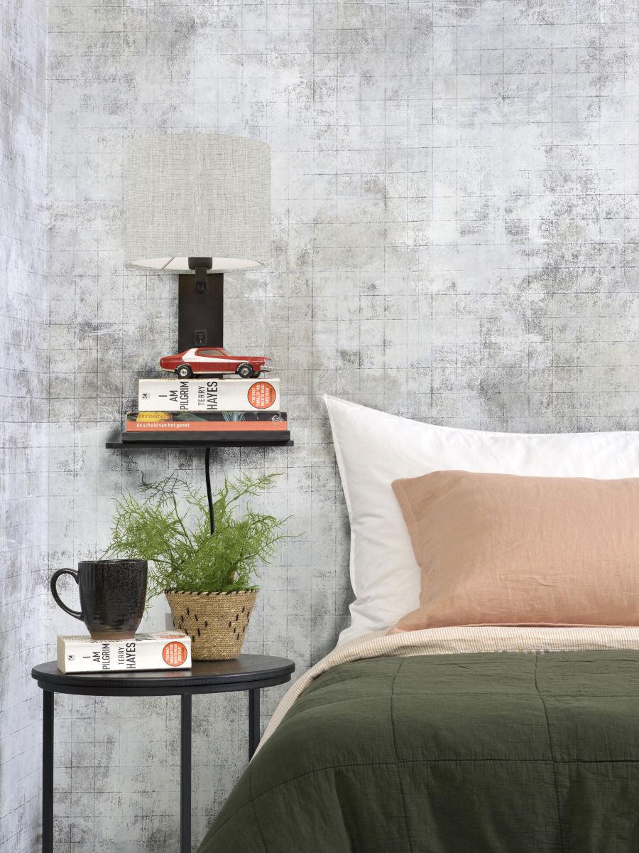 Andes Bamboo Linen Wall Lamp w/ Shelf - Image 42