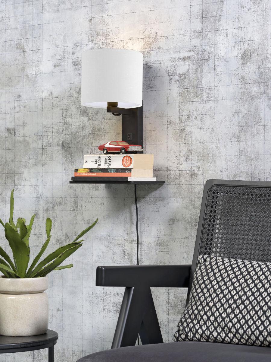 Andes Bamboo Linen Wall Lamp w/ Shelf - Image 45