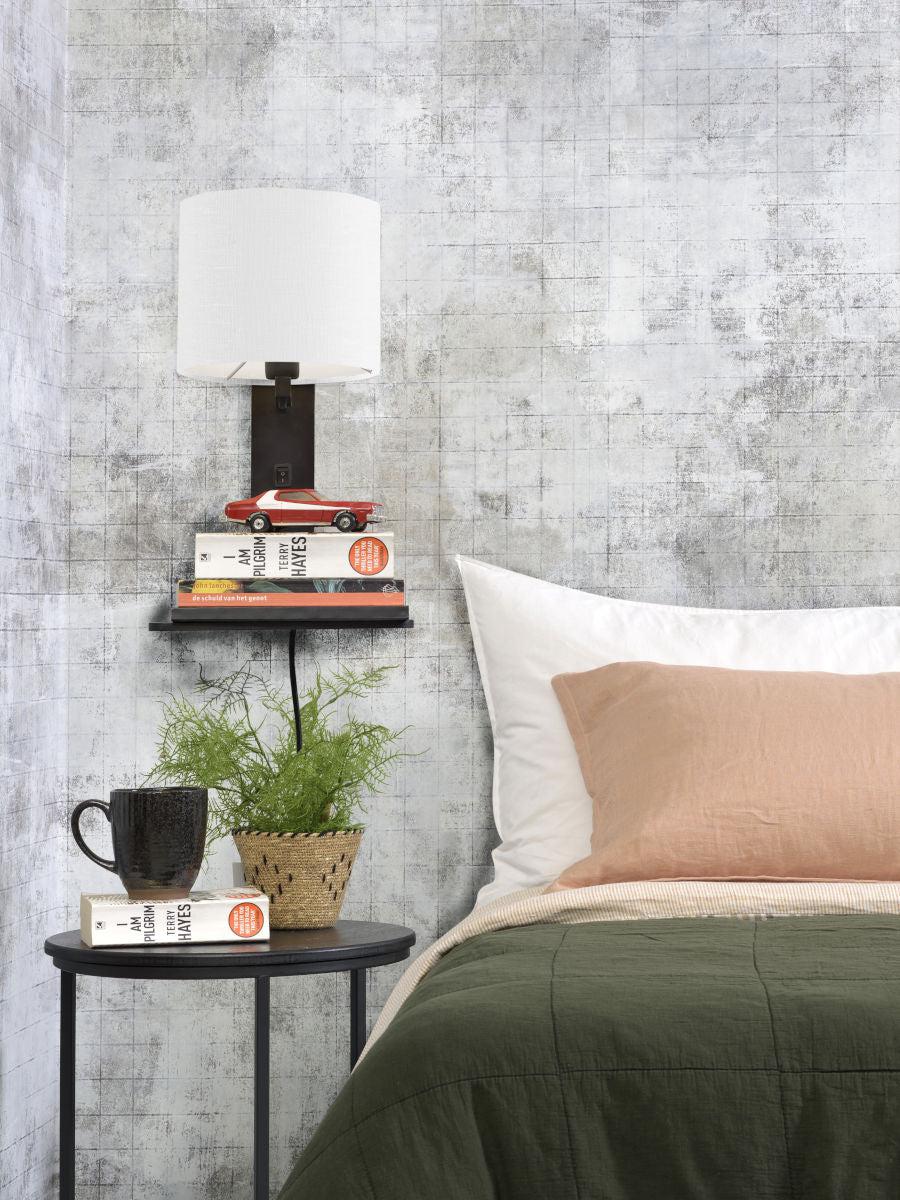 Andes Bamboo Linen Wall Lamp w/ Shelf - Image 46