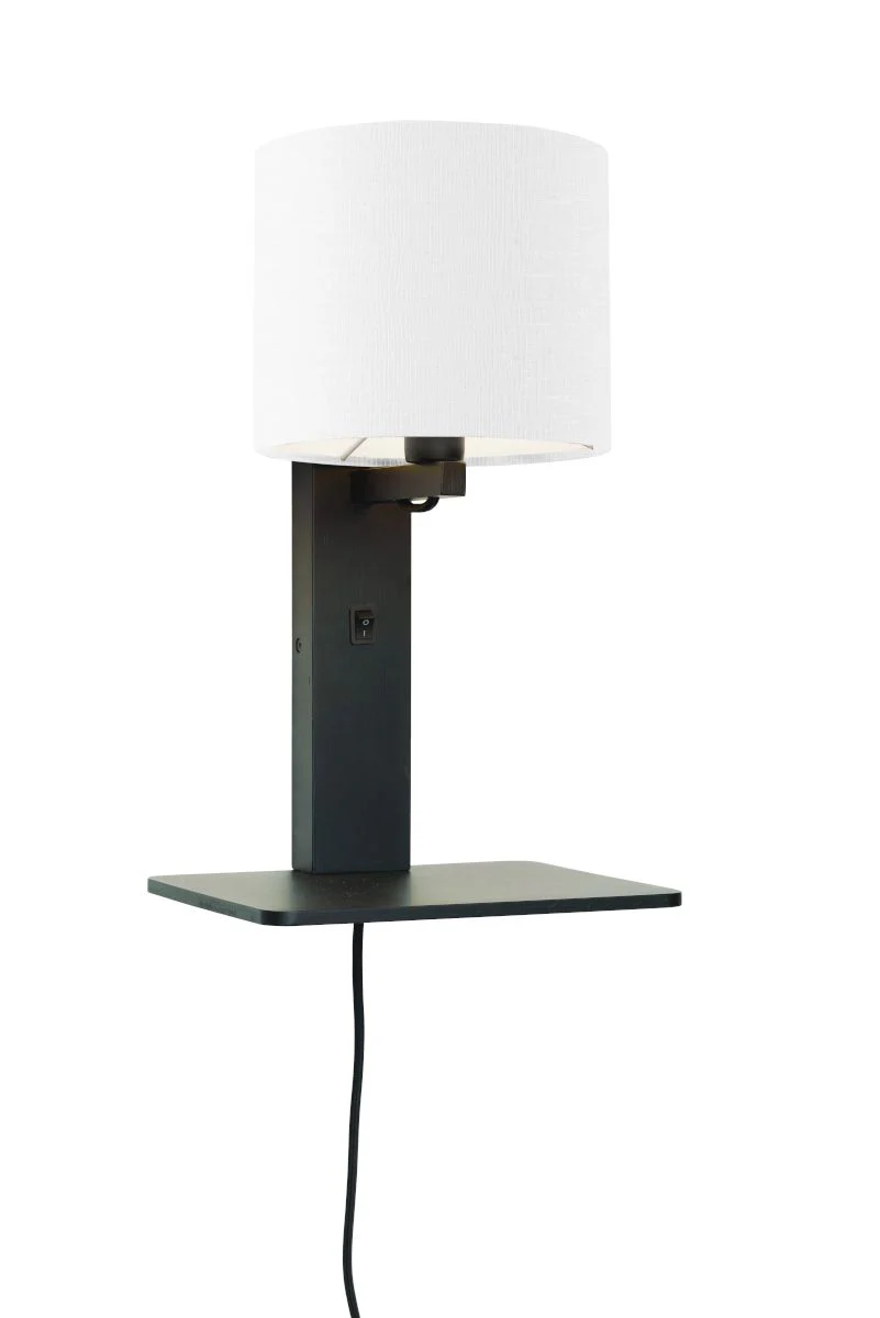 Andes Bamboo Linen Wall Lamp w/ Shelf - Image 47