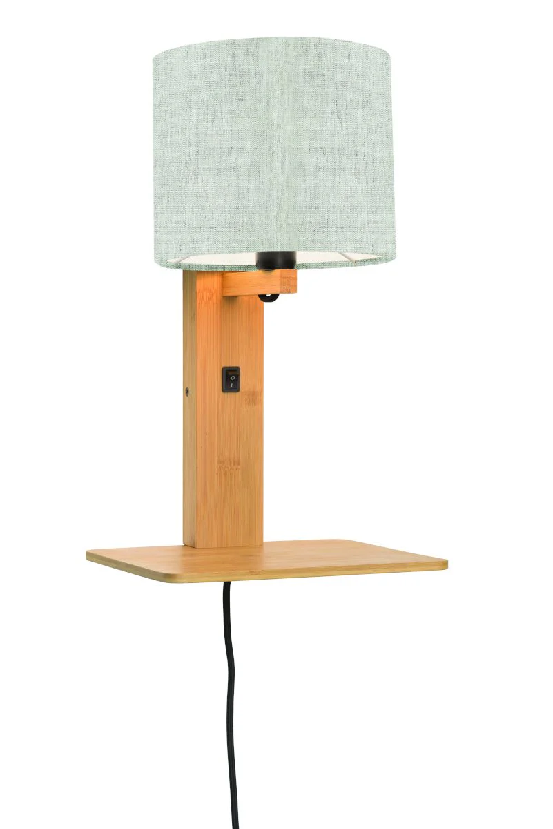 Andes Bamboo Linen Wall Lamp w/ Shelf - Image 5