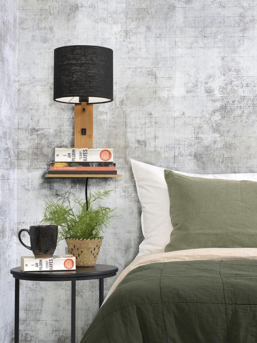 Andes Bamboo Linen Wall Lamp w/ Shelf - Image 50