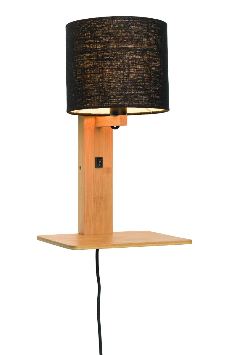 Andes Bamboo Linen Wall Lamp w/ Shelf - Image 51