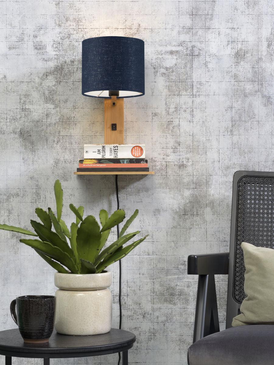 Andes Bamboo Linen Wall Lamp w/ Shelf - Image 52