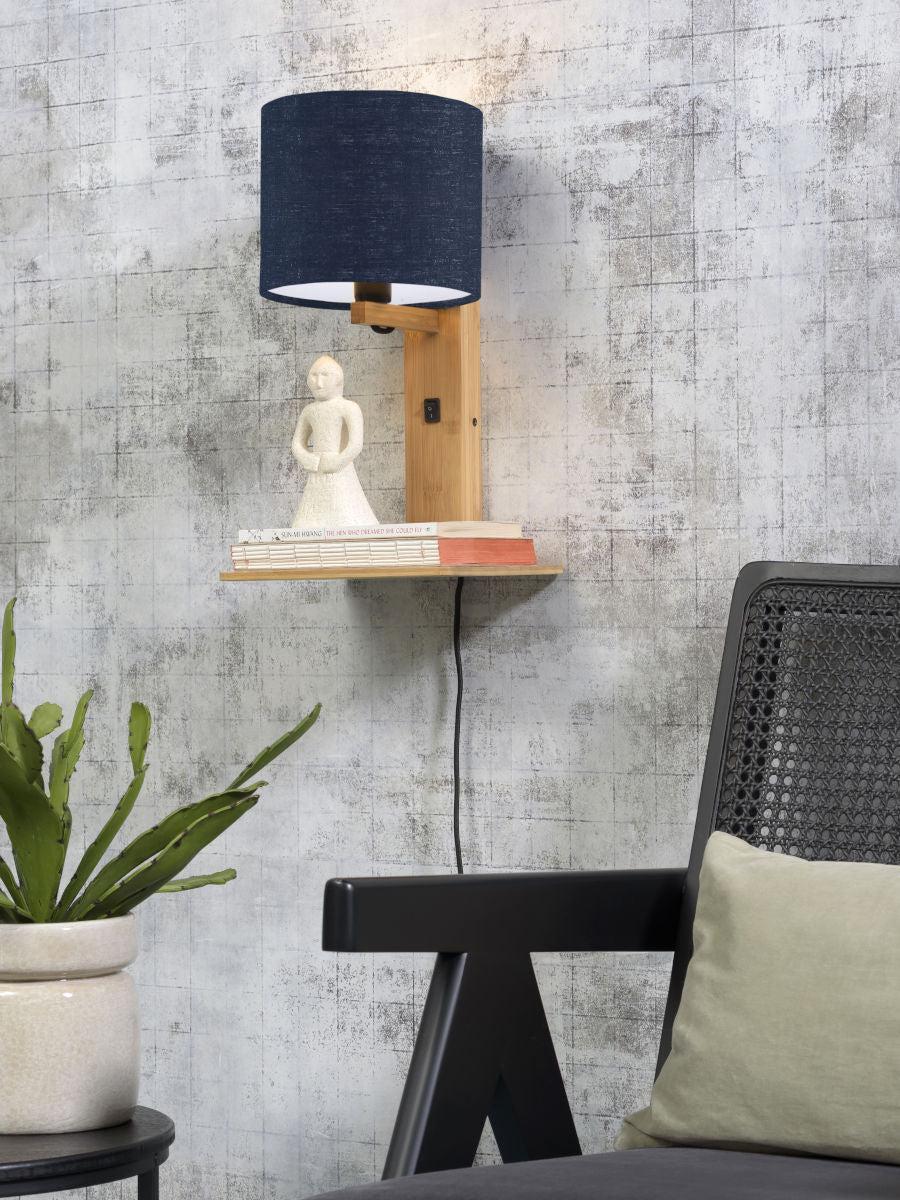 Andes Bamboo Linen Wall Lamp w/ Shelf - Image 53
