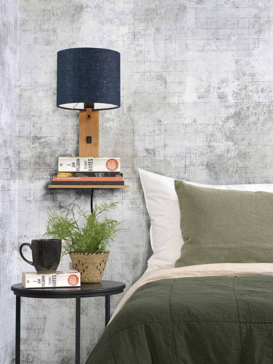 Andes Bamboo Linen Wall Lamp w/ Shelf - Image 54