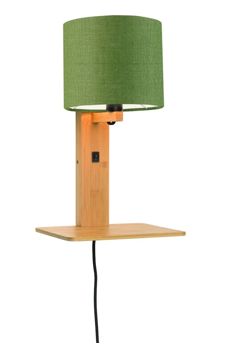 Andes Bamboo Linen Wall Lamp w/ Shelf - Image 63