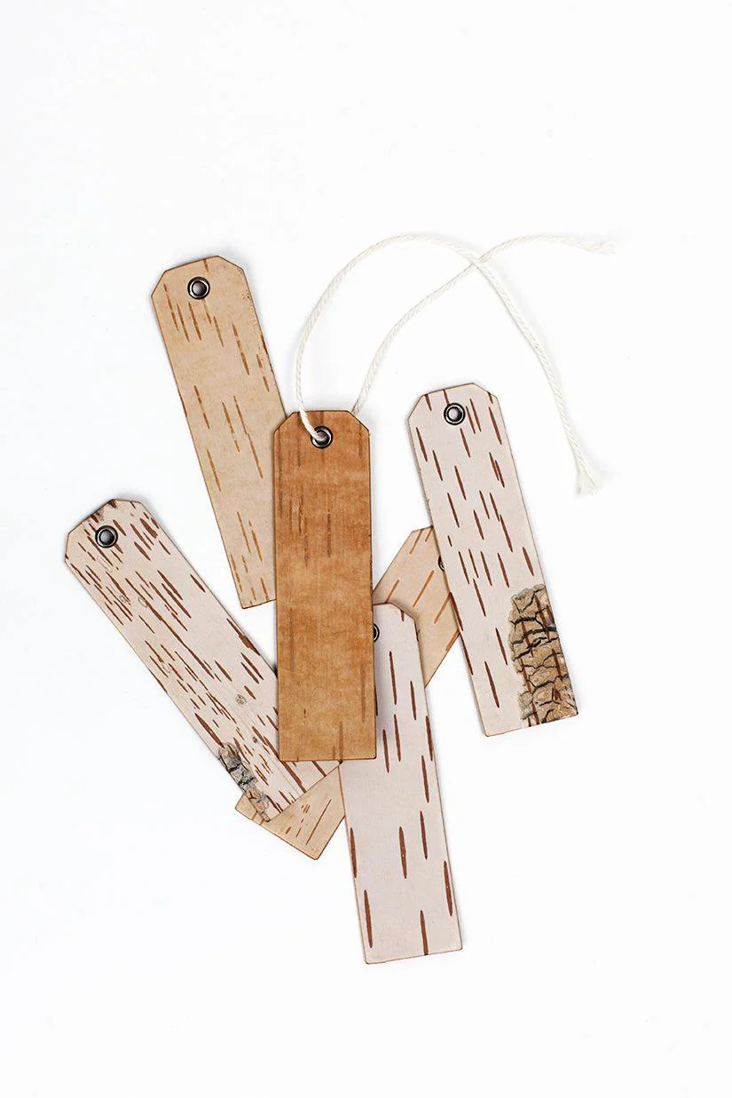 Long Birch Bark Gift Tags with Eyelet (Set of 6) - Image 5