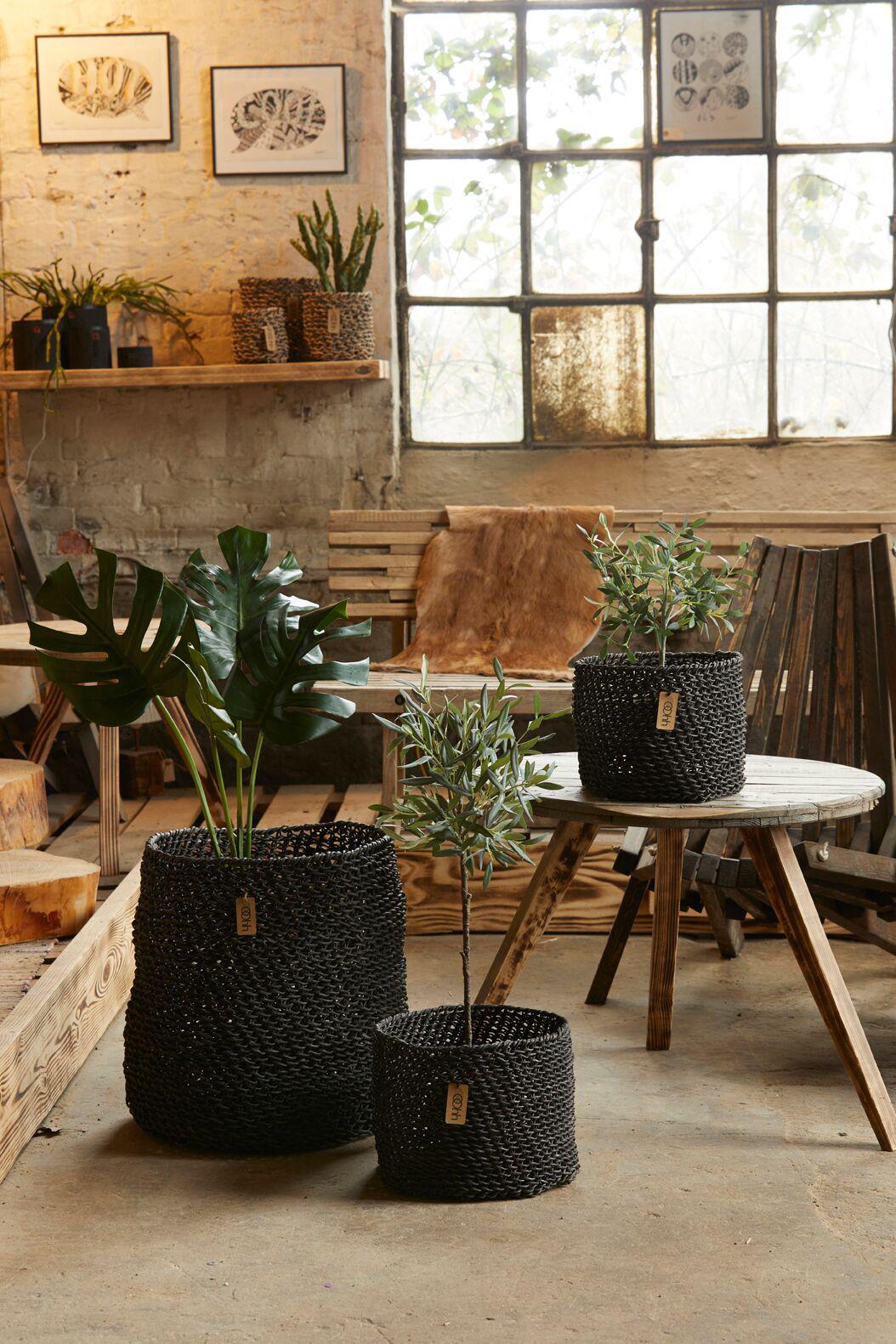 Black Handwoven Paper Basket - Image 2