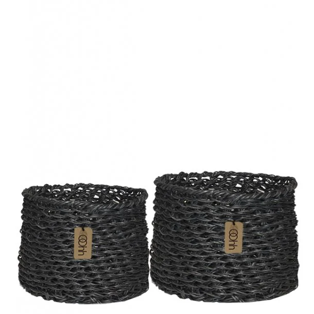 Natural Black Handwoven Paper Baskets (Set of 8) - Image 5