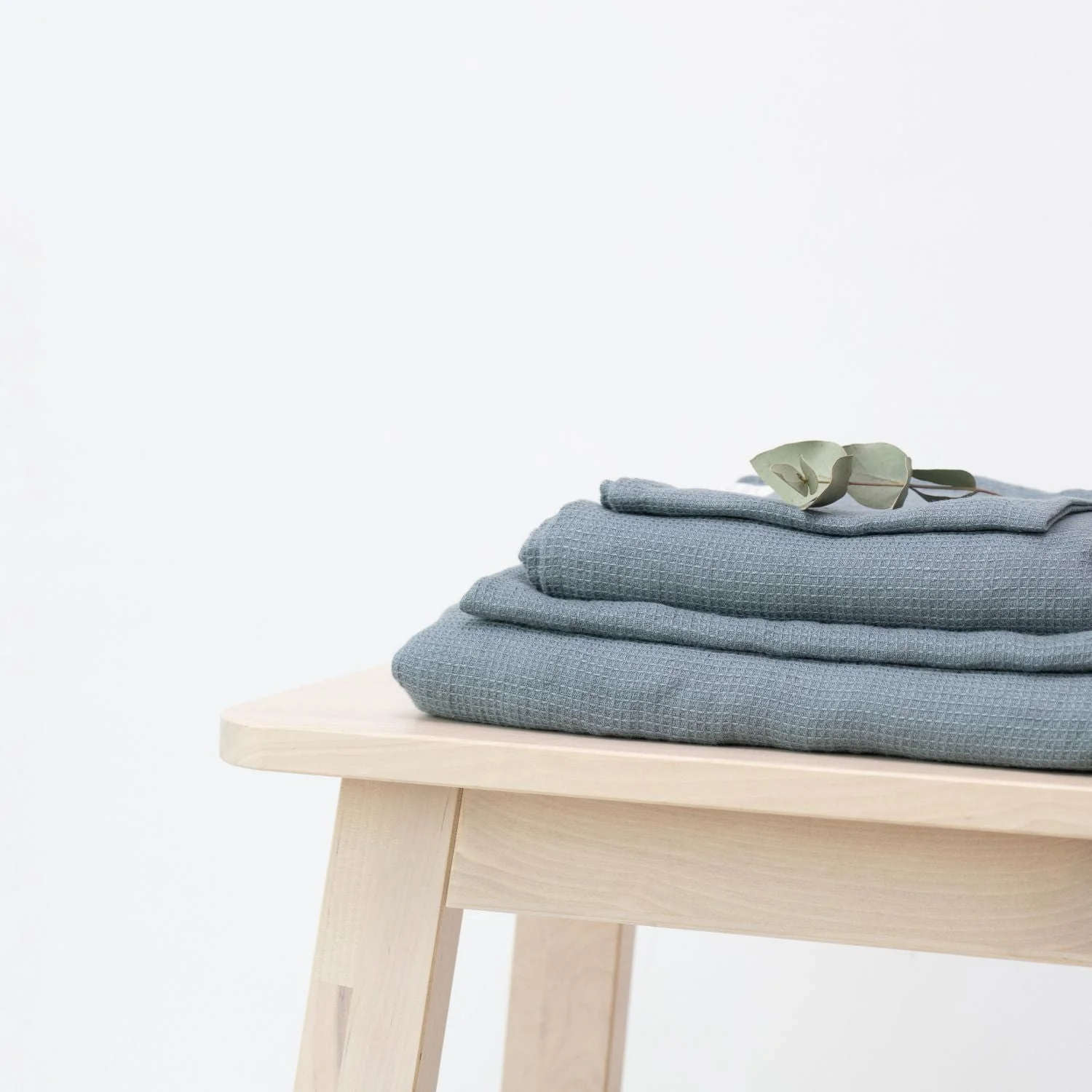 Blue Fog Linen Fine Waffle Towel - Image 3
