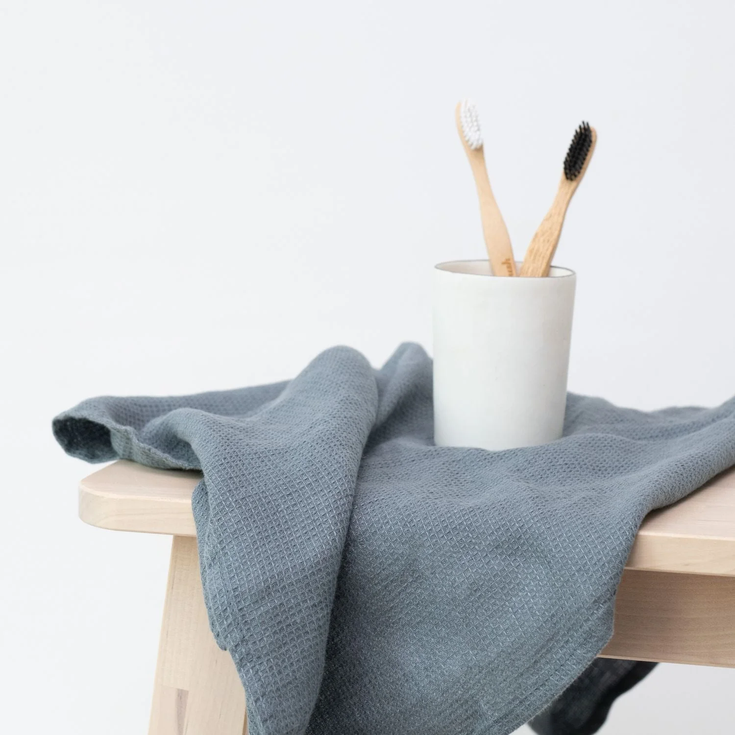 Blue Fog Linen Fine Waffle Towel - Image 4