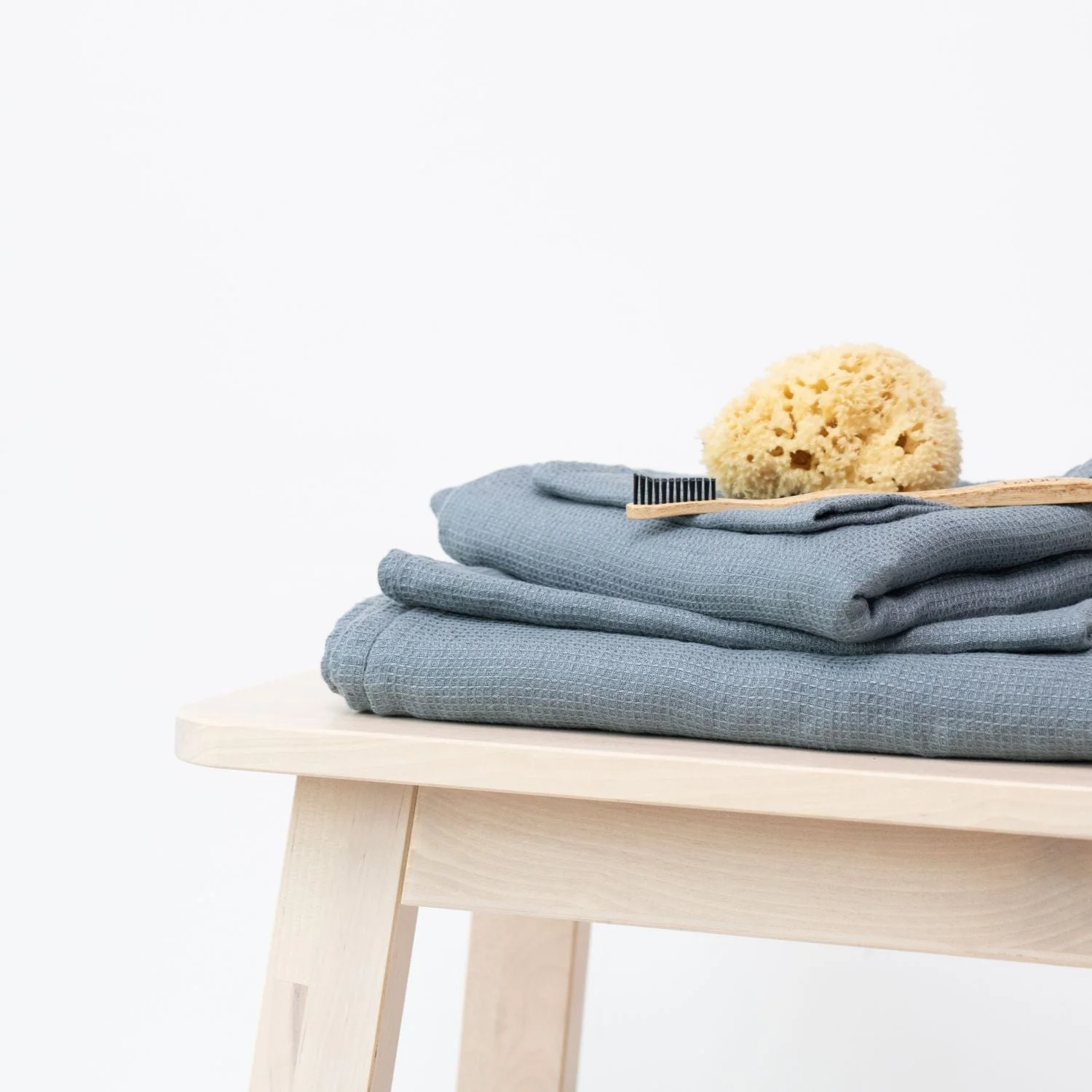 Blue Fog Linen Fine Waffle Towel - Image 5