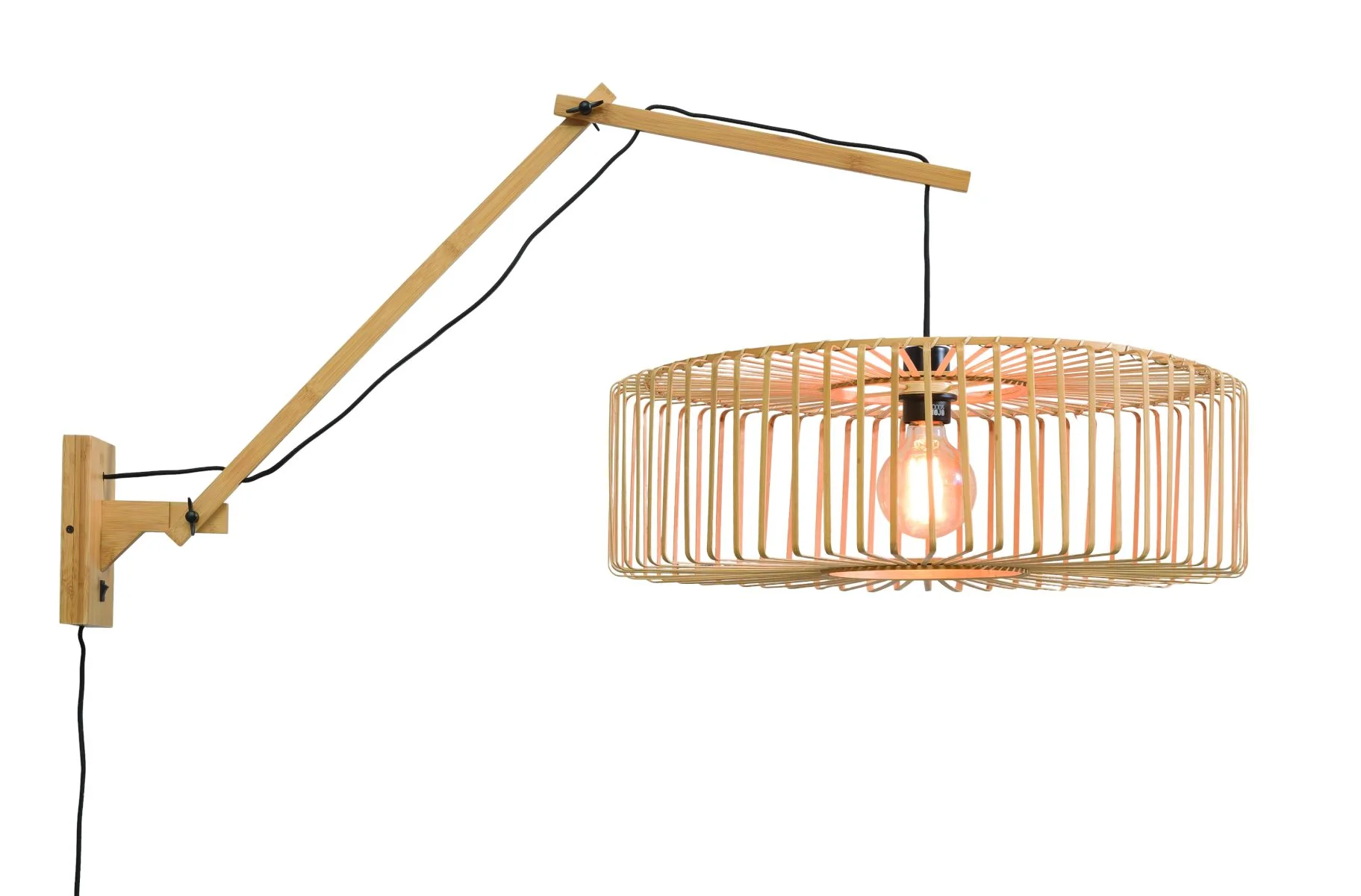 Bromo Columnar Bamboo Wall Light (Long Arm)