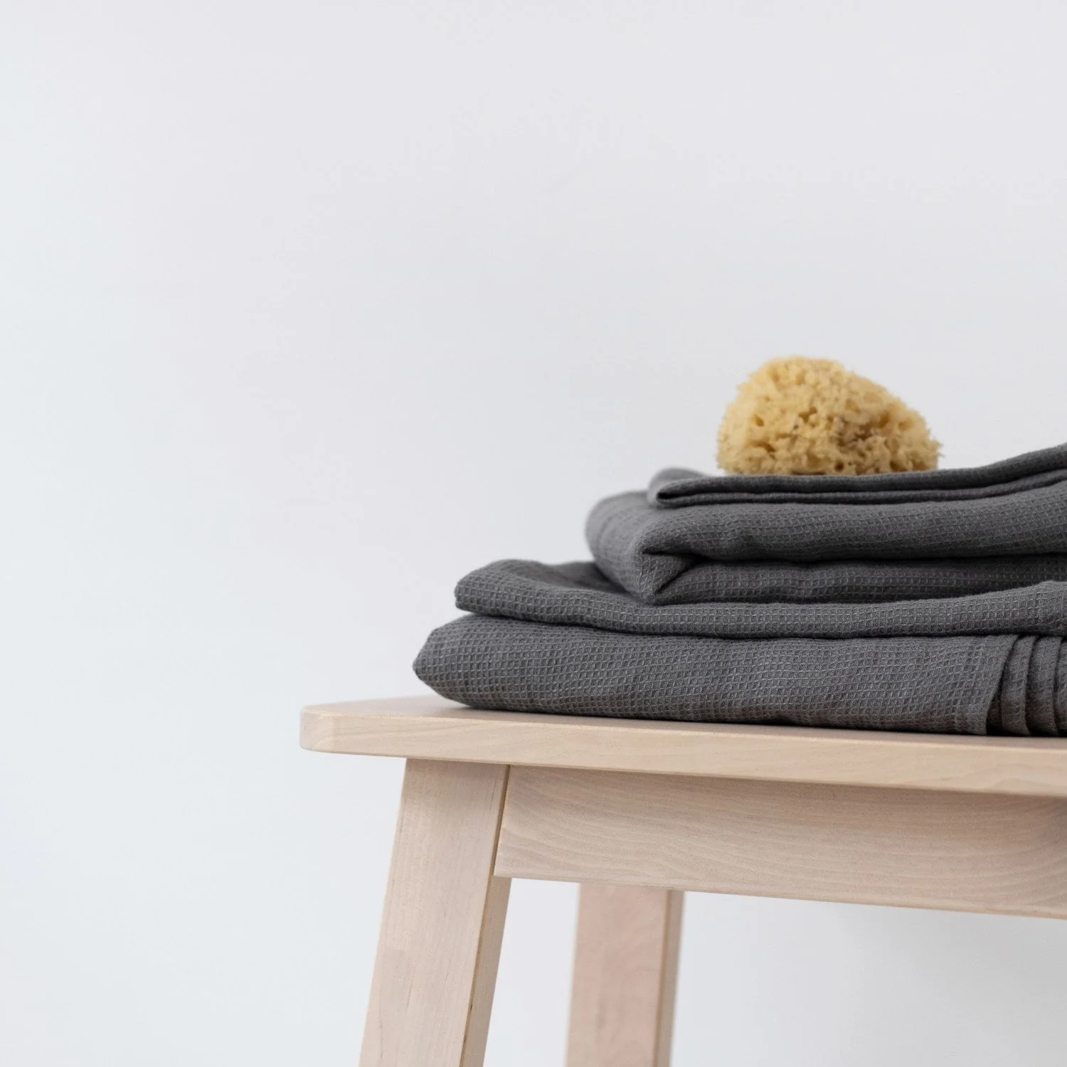 Charcoal Linen Fine Waffle Towel - Image 3