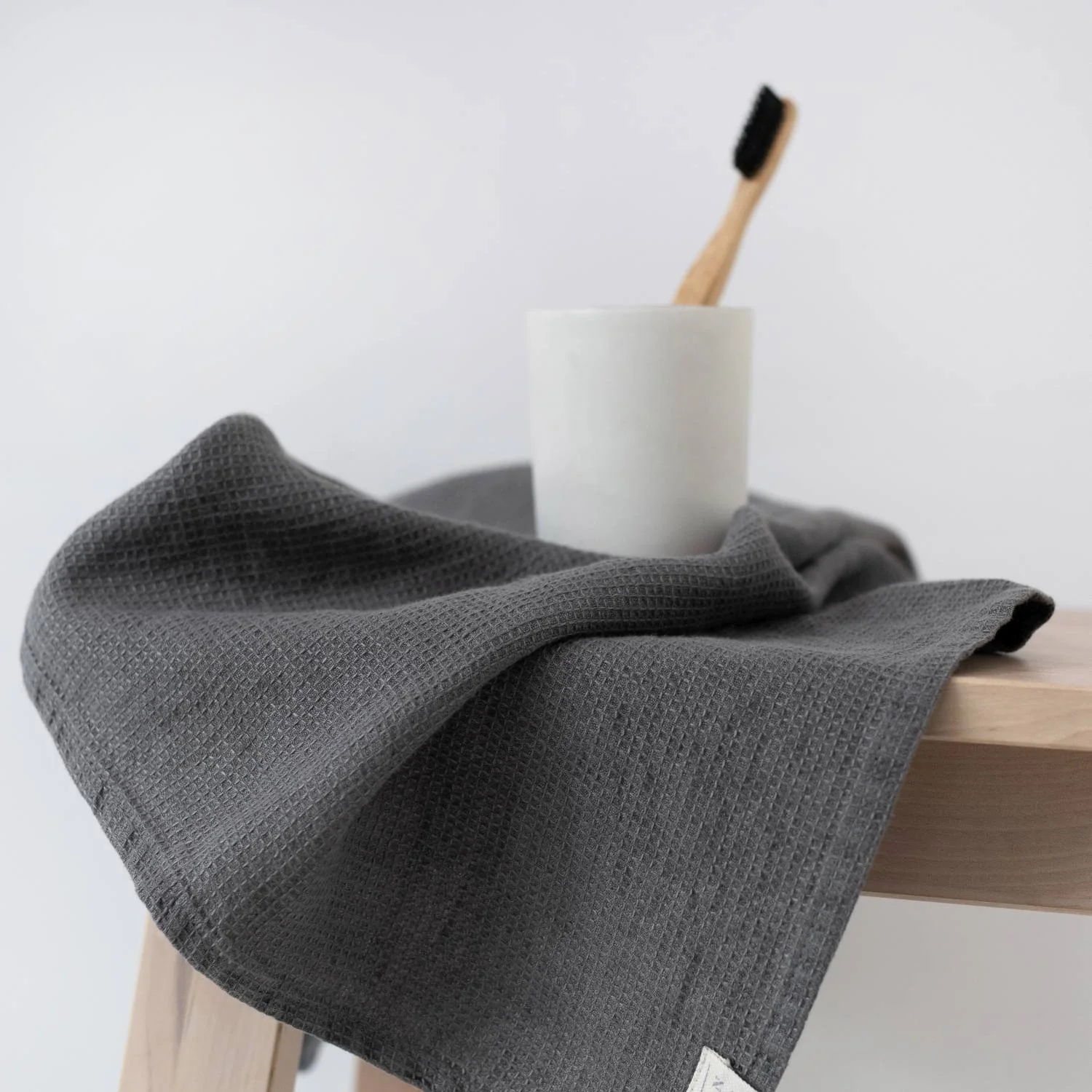 Charcoal Linen Fine Waffle Towel - Image 5