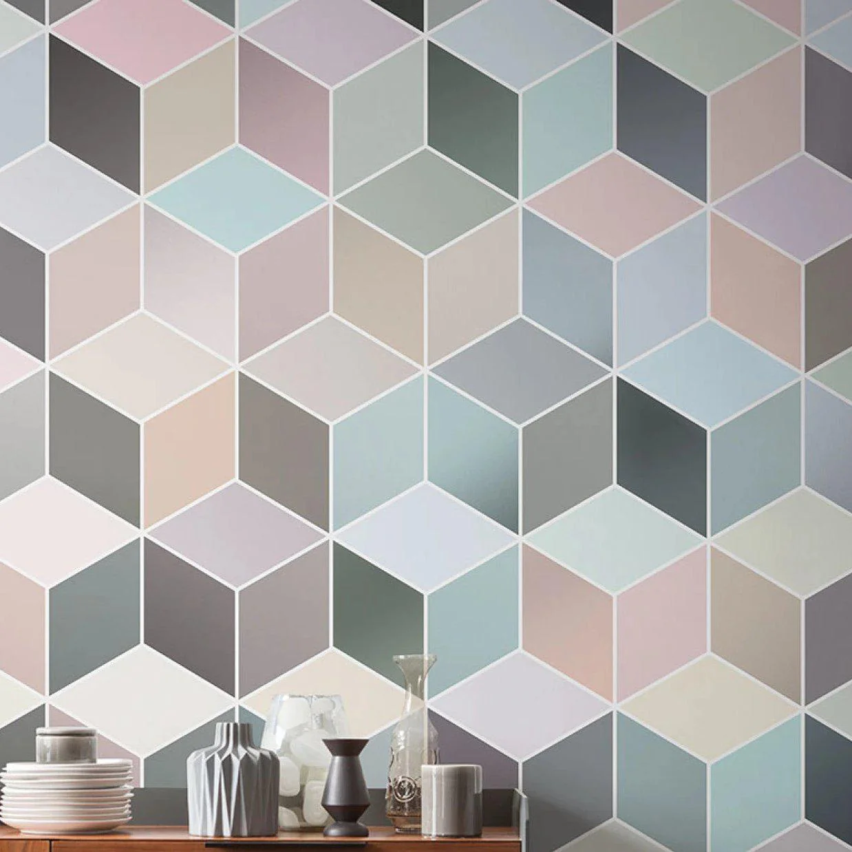 Cubes Pastel Mural Wallpaper - Image 3