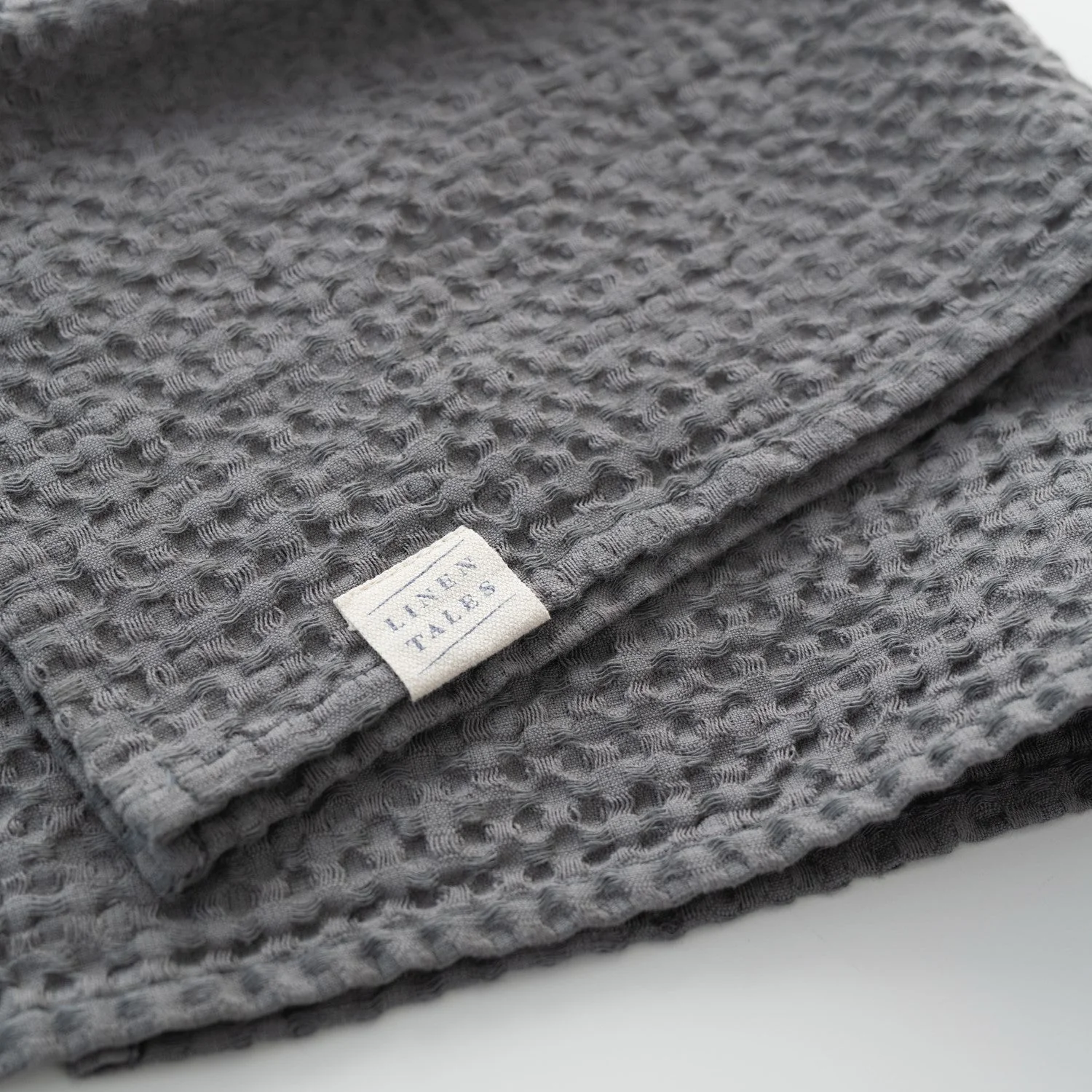 Dark Grey Linen & Cotton Waffle Towel - Image 9