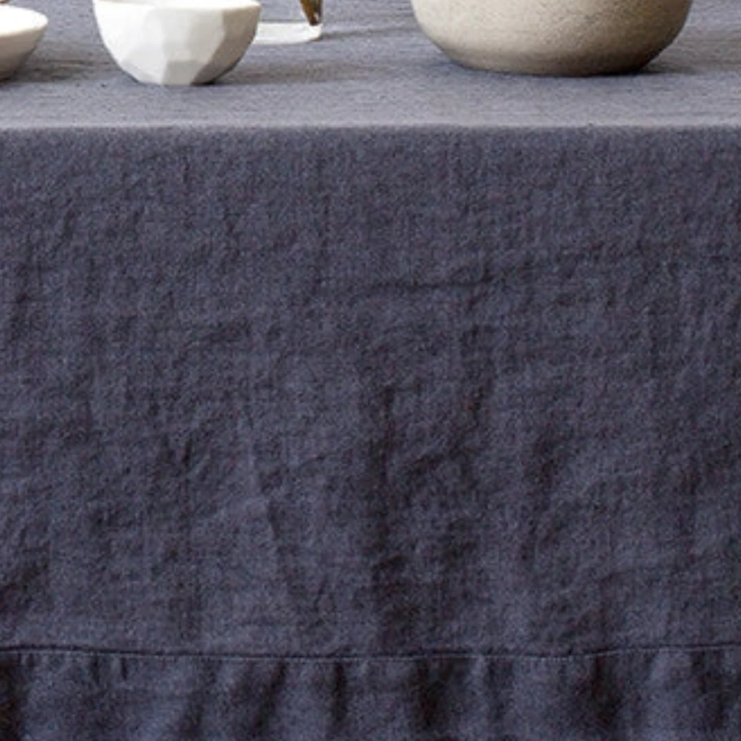 Dark Grey Linen Tablecloth - Image 3