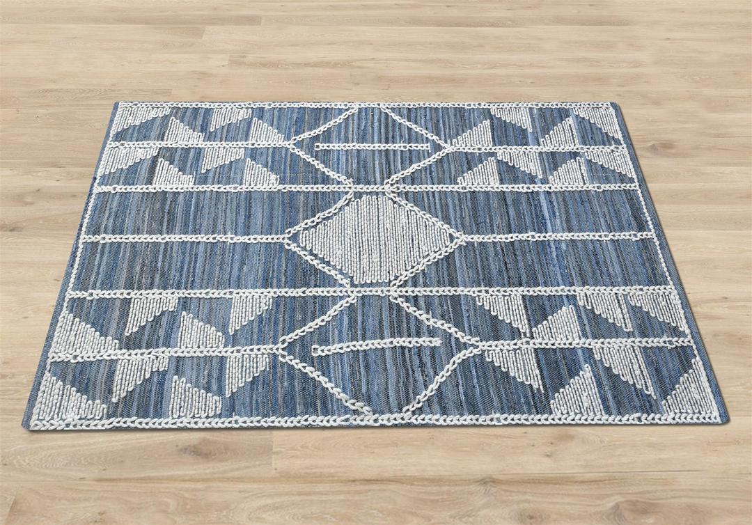 Dorval Blue Recycled Denim & Wool Rug - Image 6