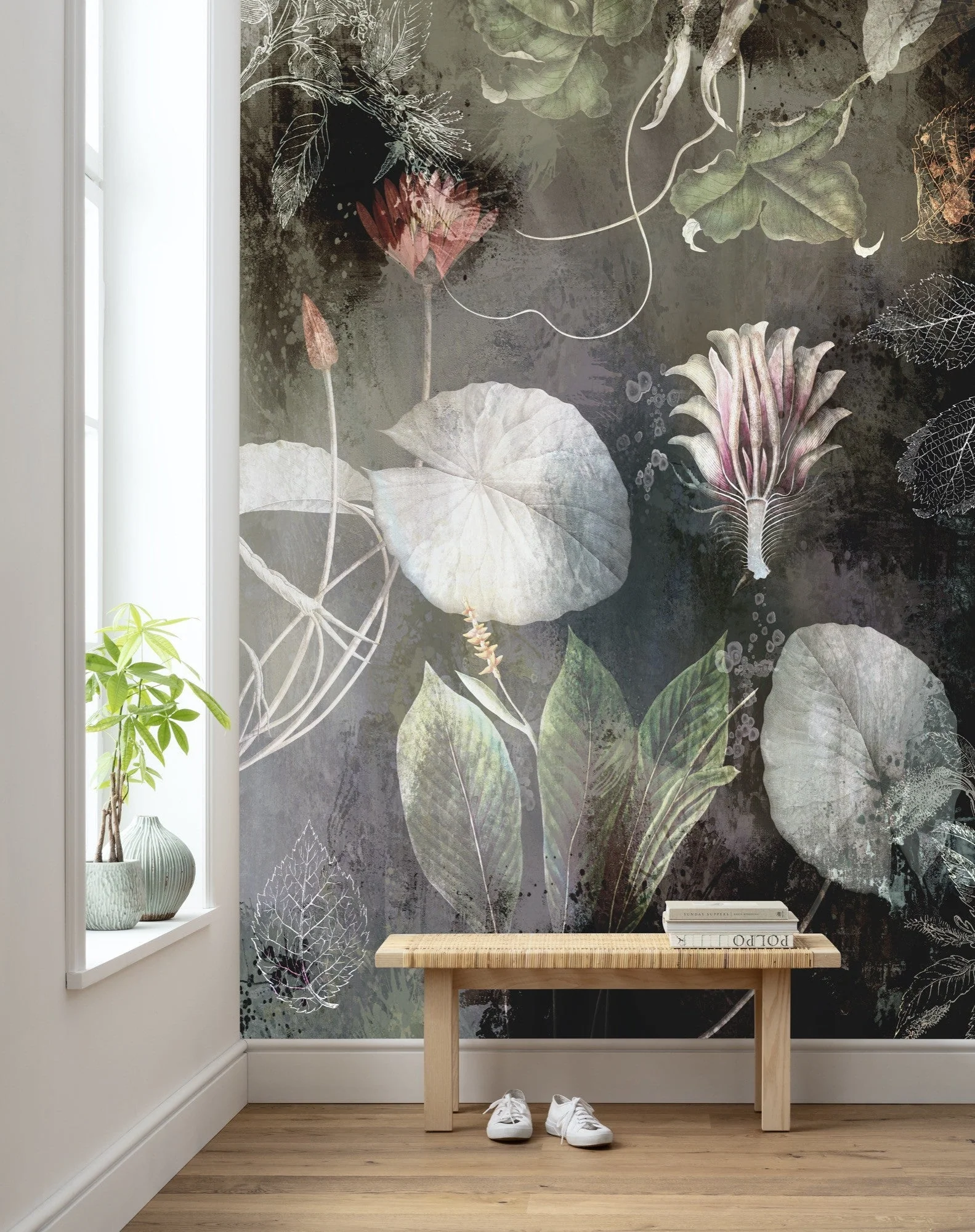 Flowers at Night Mural Wallpaper