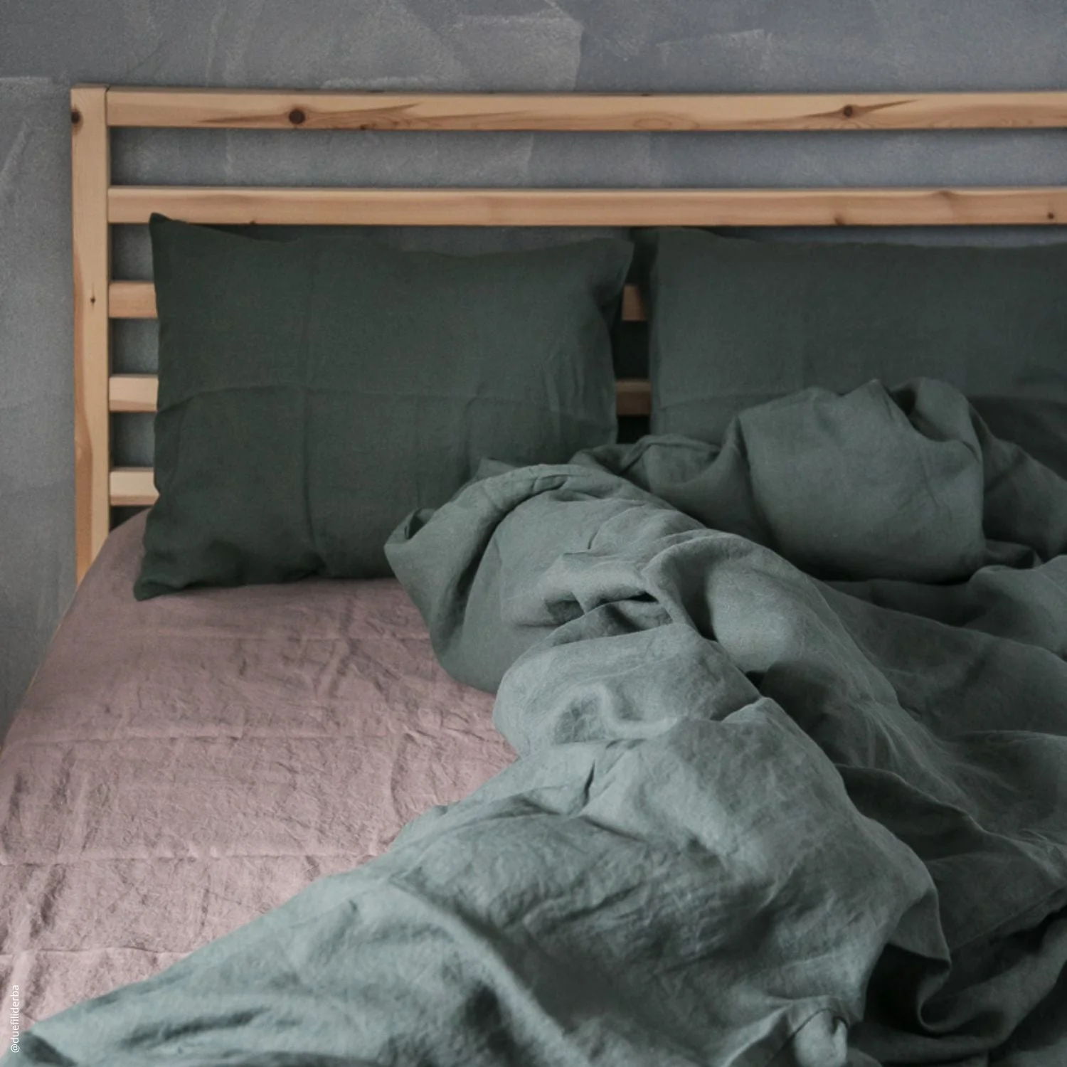 Forest Green Linen Duvet Cover - Image 4