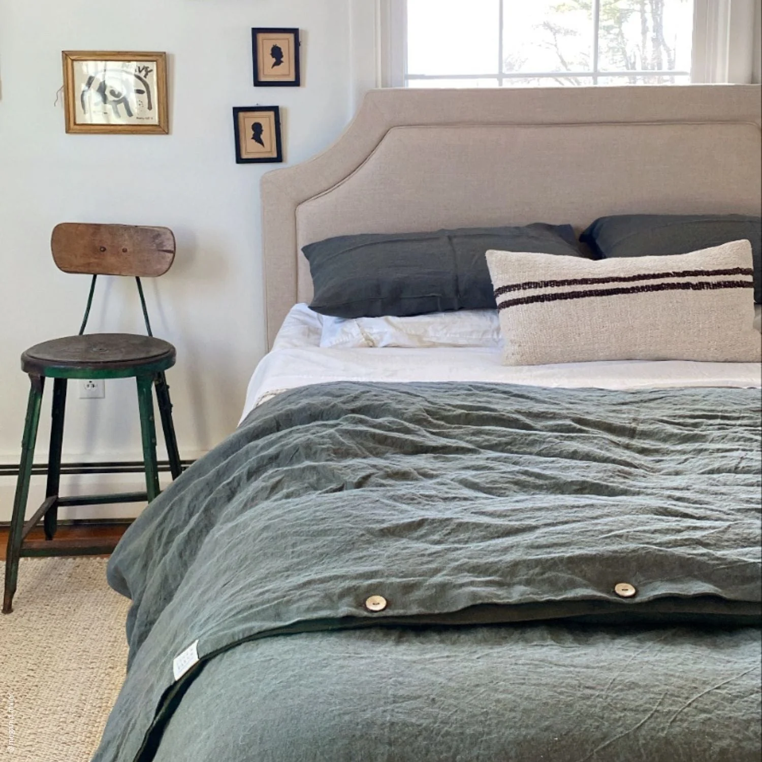 Forest Green Linen Duvet Cover - Image 7