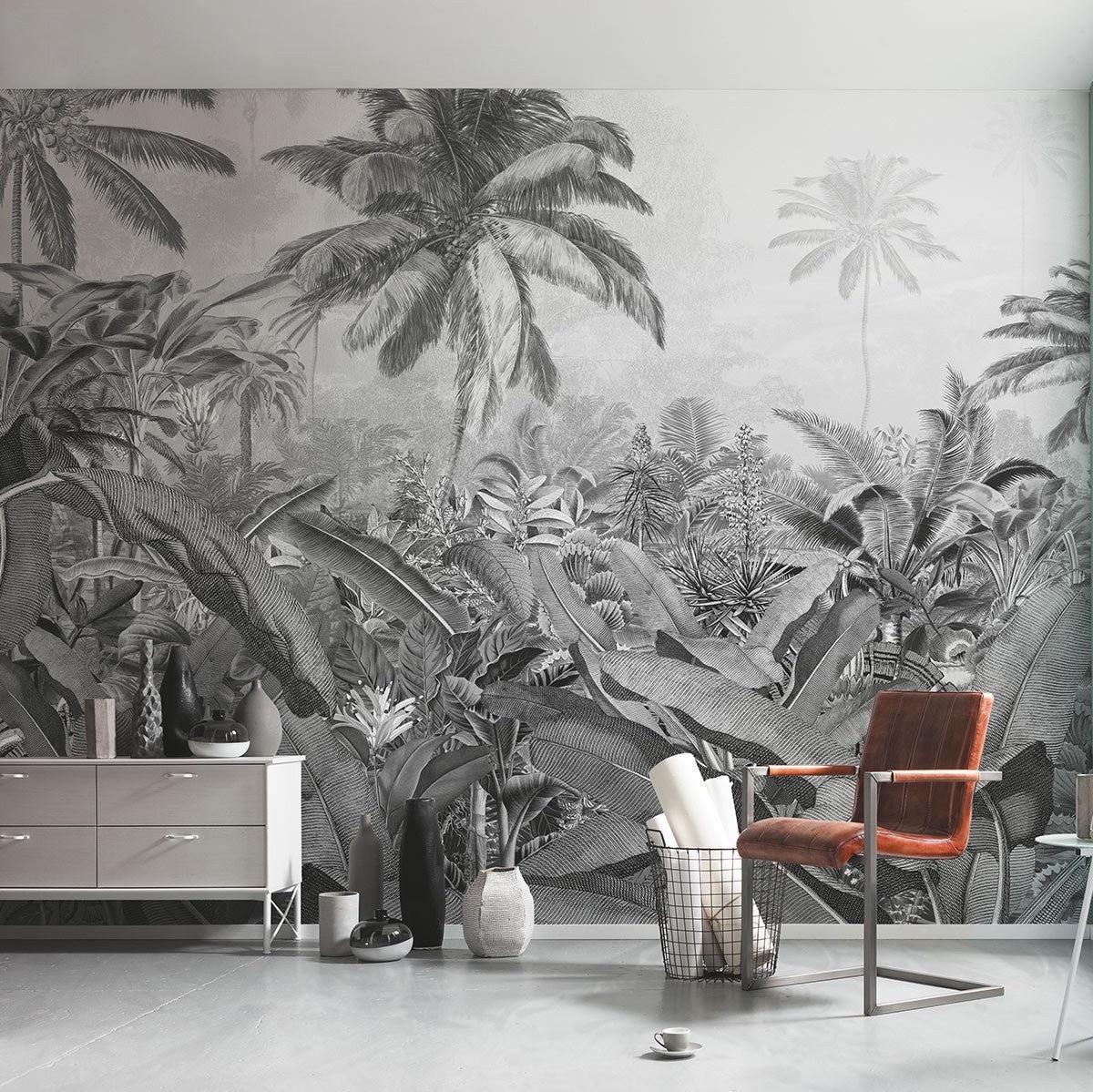 Frais Black and White Jungle Mural - Image 3