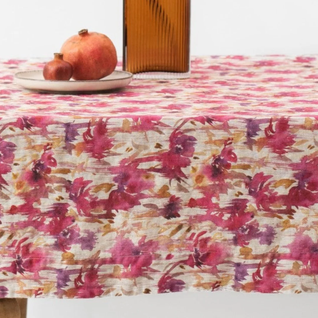 Fuchsia Flowers Linen Tablecloth - Image 3