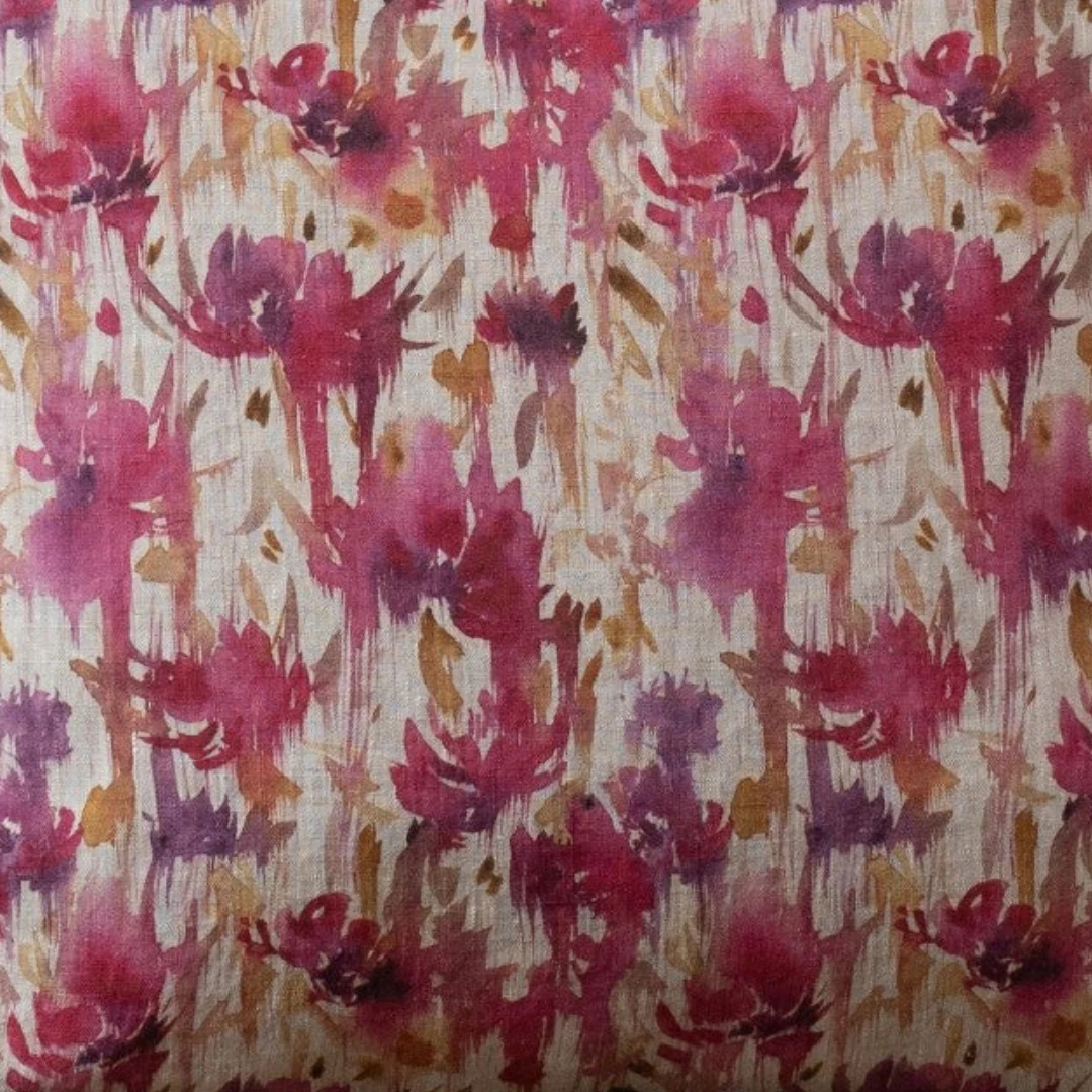 Fuchsia Flowers on Natural Linen Cushion Cover - Image 3