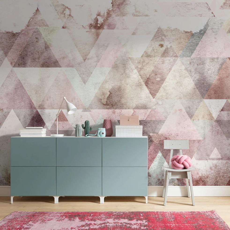 Geometric Peaks Red Mural Wallpaper - Image 3