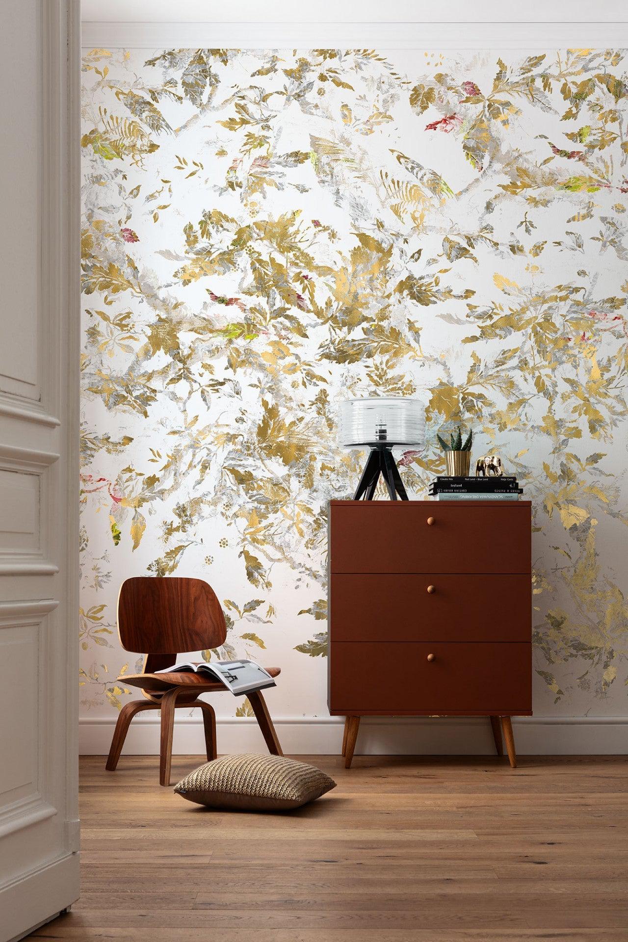 Golden Feathers Mural Wallpaper