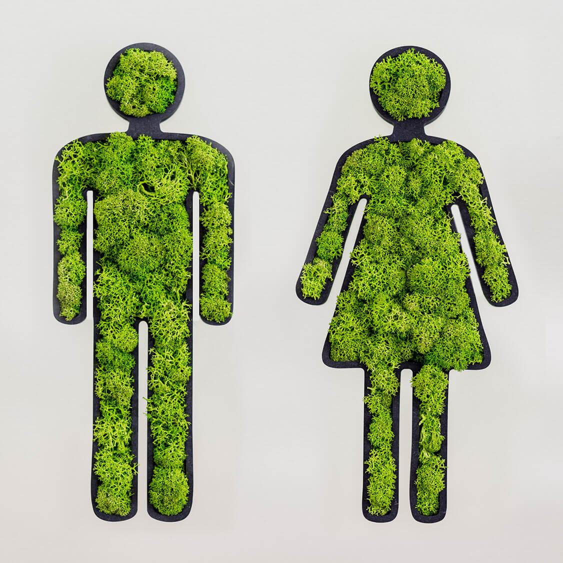 Green Toilet Signs Moss Wall Art - Image 16