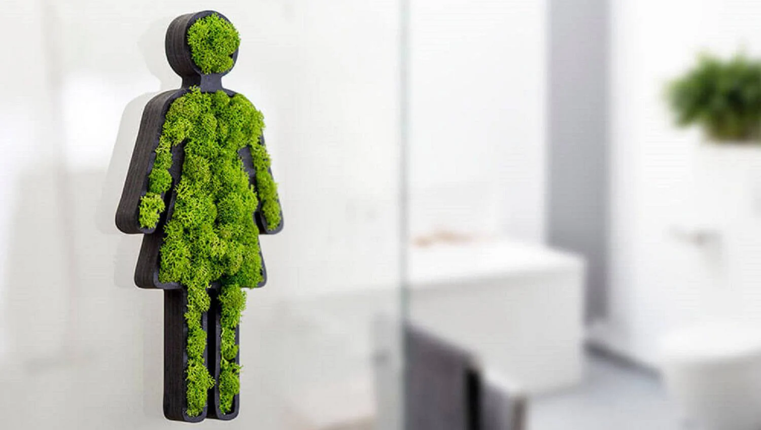 Green Toilet Signs Moss Wall Art - Image 9