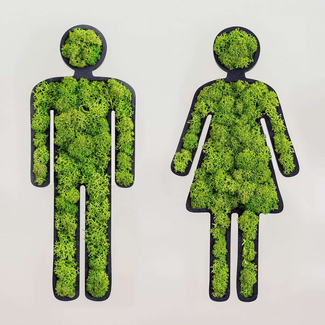 Green Toilet Signs Moss Wall Art - Image 15