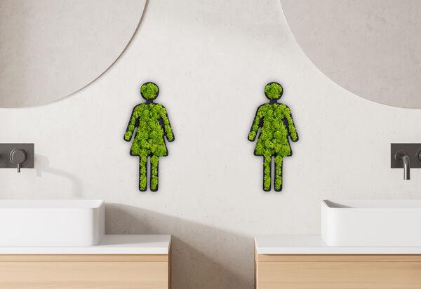 Green Toilet Signs Moss Wall Art - Image 21
