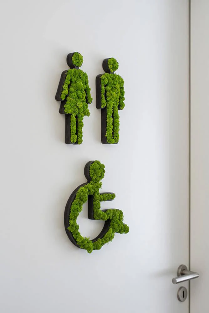 Green Toilet Signs Moss Wall Art - Image 3