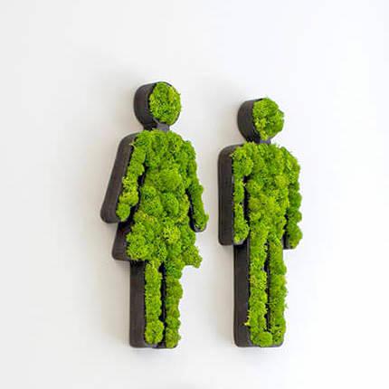 Green Toilet Signs Moss Wall Art - Image 5
