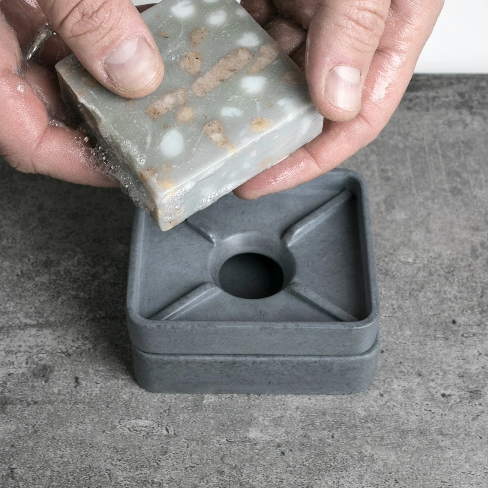 Grey Concrete Soap Stand w/ Vegan Soap - Image 2